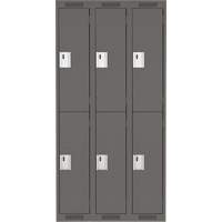 Clean Line Lockers, 2 -tier, Bank of 3, 36" x 18" x 72", Steel, Charcoal, Rivet (Assembled) Superchem Industries