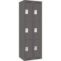 Clean Line Lockers, 3 -tier, Bank of 2, 24" x 18" x 72", Steel, Charcoal, Rivet (Assembled) Superchem Industries