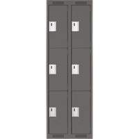 Clean Line Lockers, 3 -tier, Bank of 2, 24" x 18" x 72", Steel, Charcoal, Rivet (Assembled) Superchem Industries