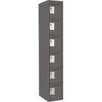 Clean Line Lockerette, 6 -tier, 12" x 18" x 72", Steel, Charcoal, Rivet (Assembled) Superchem Industries