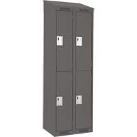 Clean Line Lockers, 2 -tier, Bank of 2, 24" x 18" x 78", Steel, Charcoal, Rivet (Assembled) Superchem Industries