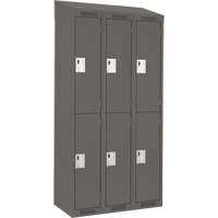 Clean Line Lockers, 2 -tier, Bank of 3, 36" x 18" x 78", Steel, Charcoal, Rivet (Assembled) Superchem Industries