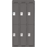 Clean Line Lockers, 2 -tier, Bank of 3, 36" x 18" x 78", Steel, Charcoal, Rivet (Assembled) Superchem Industries