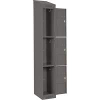 Clean Line Lockers, 3 -tier, Bank of 4, 48" x 18" x 78", Steel, Charcoal, Rivet (Assembled) Superchem Industries