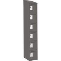 Clean Line Lockerette, 6 -tier, 12" x 18" x 78", Steel, Charcoal, Rivet (Assembled) Superchem Industries