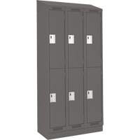Clean Line Lockers, 2 -tier, Bank of 3, 36" x 18" x 82", Steel, Charcoal, Rivet (Assembled) Superchem Industries