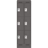 Clean Line Lockers, 3 -tier, Bank of 2, 24" x 18" x 82", Steel, Charcoal, Rivet (Assembled) Superchem Industries