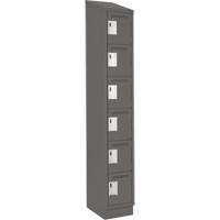 Clean Line Lockerette, 6 -tier, 12" x 18" x 82", Steel, Charcoal, Rivet (Assembled) Superchem Industries