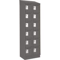 Clean Line Lockerette, 6 -tier, Bank of 2, 24" x 18" x 82", Steel, Charcoal, Rivet (Assembled) Superchem Industries