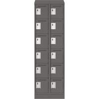 Clean Line Lockerette, 6 -tier, Bank of 2, 24" x 18" x 82", Steel, Charcoal, Rivet (Assembled) Superchem Industries