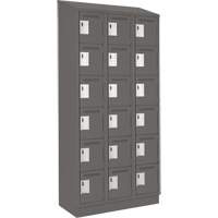 Clean Line Lockerette, 6 -tier, Bank of 3, 36" x 18" x 82", Steel, Charcoal, Rivet (Assembled) Superchem Industries