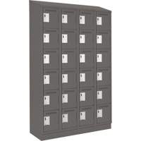 Clean Line Lockerette, 6 -tier, Bank of 4, 48" x 18" x 82", Steel, Charcoal, Rivet (Assembled) Superchem Industries