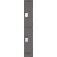 Clean Line Lockers, 2 -tier, 12" x 18" x 76", Steel, Charcoal, Rivet (Assembled) Superchem Industries