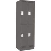 Clean Line Lockers, 2 -tier, Bank of 2, 24" x 18" x 76", Steel, Charcoal, Rivet (Assembled) Superchem Industries