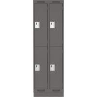Clean Line Lockers, 2 -tier, Bank of 2, 24" x 18" x 76", Steel, Charcoal, Rivet (Assembled) Superchem Industries