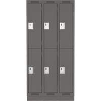 Clean Line Lockers, 2 -tier, Bank of 3, 36" x 18" x 76", Steel, Charcoal, Rivet (Assembled) Superchem Industries