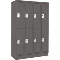 Clean Line Lockers, 2 -tier, Bank of 4, 48" x 18" x 76", Steel, Charcoal, Rivet (Assembled) Superchem Industries
