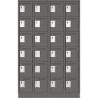 Clean Line Lockerette, 6 -tier, Bank of 4, 48" x 18" x 76", Steel, Charcoal, Rivet (Assembled) Superchem Industries