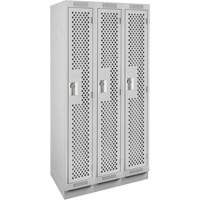 Clean Line Lockers, Bank of 3, 36" x 18" x 76", Steel, Grey, Rivet (Assembled), Perforated Superchem Industries