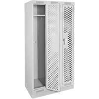 Clean Line Lockers, Bank of 3, 36" x 18" x 76", Steel, Grey, Rivet (Assembled), Perforated Superchem Industries