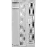 Clean Line Lockers, Bank of 3, 36" x 18" x 76", Steel, Grey, Rivet (Assembled), Perforated Superchem Industries