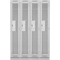 Clean Line Lockers, Bank of 4, 48" x 18" x 76", Steel, Grey, Rivet (Assembled), Perforated Superchem Industries