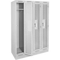 Clean Line Lockers, Bank of 4, 48" x 18" x 76", Steel, Grey, Rivet (Assembled), Perforated Superchem Industries