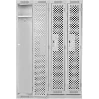 Clean Line Lockers, Bank of 4, 48" x 18" x 76", Steel, Grey, Rivet (Assembled), Perforated Superchem Industries