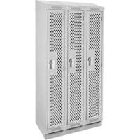 Clean Line Lockers, Bank of 3, 36" x 18" x 82", Steel, Grey, Rivet (Assembled), Perforated Superchem Industries