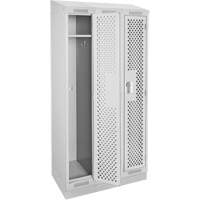 Clean Line Lockers, Bank of 3, 36" x 18" x 82", Steel, Grey, Rivet (Assembled), Perforated Superchem Industries