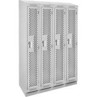 Clean Line Lockers, Bank of 4, 48" x 18" x 82", Steel, Grey, Rivet (Assembled), Perforated Superchem Industries