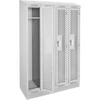 Clean Line Lockers, Bank of 4, 48" x 18" x 82", Steel, Grey, Rivet (Assembled), Perforated Superchem Industries