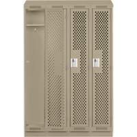 Clean Line Lockers, Bank of 4, 48" x 18" x 82", Steel, Grey, Rivet (Assembled), Perforated Superchem Industries