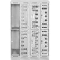 Casiers Clean Line, 2 niveaux, Bloc de 4, 48" x 12" x 82", Acier, Gris, Rivet (assembl&eacute;), Perfor&eacute; Superchem Industries