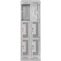 Clean Line Lockers, 3 -tier, Bank of 2, 24" x 15" x 82", Steel, Grey, Rivet (Assembled), Perforated Superchem Industries