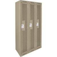 Casiers Clean Line, Bloc de 3, 36" x 12" x 72", Acier, Beige, Rivet (assembl&eacute;), Perfor&eacute; Superchem Industries