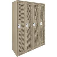 Clean Line Lockers, Bank of 4, 48" x 12" x 72", Steel, Beige, Rivet (Assembled), Perforated Superchem Industries
