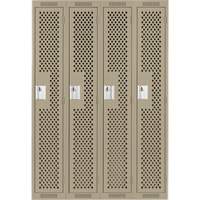 Clean Line Lockers, Bank of 4, 48" x 12" x 72", Steel, Beige, Rivet (Assembled), Perforated Superchem Industries