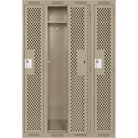 Clean Line Lockers, Bank of 4, 48" x 12" x 72", Steel, Beige, Rivet (Assembled), Perforated Superchem Industries