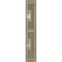 Clean Line Lockers, 2 -tier, 12" x 12" x 72", Steel, Beige, Rivet (Assembled), Perforated Superchem Industries