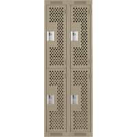 Clean Line Lockers, 2 -tier, Bank of 2, 24" x 12" x 72", Steel, Beige, Rivet (Assembled), Perforated Superchem Industries