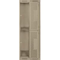 Clean Line Lockers, 2 -tier, Bank of 2, 24" x 12" x 72", Steel, Beige, Rivet (Assembled), Perforated Superchem Industries