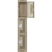Clean Line Lockers, 3 -tier, 12" x 12" x 72", Steel, Beige, Rivet (Assembled), Perforated Superchem Industries