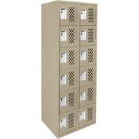 Assembled Lockerettes Clean Line Perforated Economy Lockers, 6 -tier, Bank of 2, 18" x 72" x 12", Steel Superchem Industries