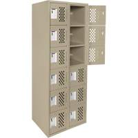Assembled Lockerettes Clean Line Perforated Economy Lockers, 6 -tier, Bank of 2, 18" x 72" x 12", Steel Superchem Industries