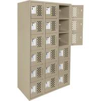 Assembled Lockerettes Clean Line Perforated Economy Lockers, 6 -tier, Bank of 3, 18" x 72" x 12", Steel Superchem Industries
