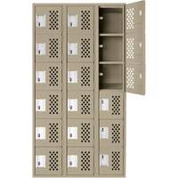 Assembled Lockerettes Clean Line Perforated Economy Lockers, 6 -tier, Bank of 3, 18" x 72" x 12", Steel Superchem Industries