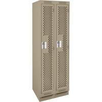 Clean Line Lockers, Bank of 2, 24" x 18" x 76", Steel, Beige, Rivet (Assembled), Perforated Superchem Industries