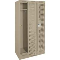 Clean Line Lockers, Bank of 3, 36" x 18" x 76", Steel, Beige, Rivet (Assembled), Perforated Superchem Industries