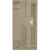 Clean Line Lockers, Bank of 3, 36" x 18" x 76", Steel, Beige, Rivet (Assembled), Perforated Superchem Industries